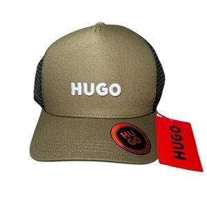 NEW! HUGO Boss Marsell Trucker Mesh Hat Cap Snapback Olive Green